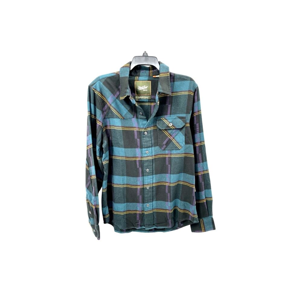 Howler Brothers Men’s Harker’s Flannel Shirt Backdrop Plaid Phantom Blue Size L